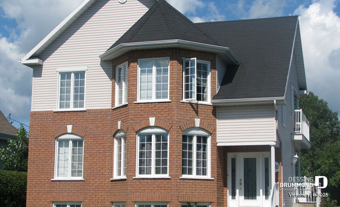 Vue avant - MODÈLE DE BASE - Plan de duplex, 2 chambres par unité, belle fenestration, balcon arrière, grande cuisine avec porte patio - Victorien