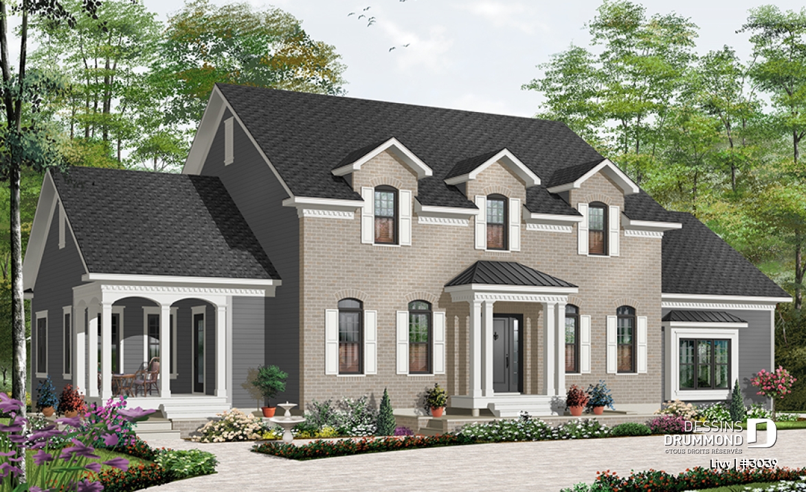 Version couleur no. 4 - Vue avant - Plan de maison bi-génération - Livy