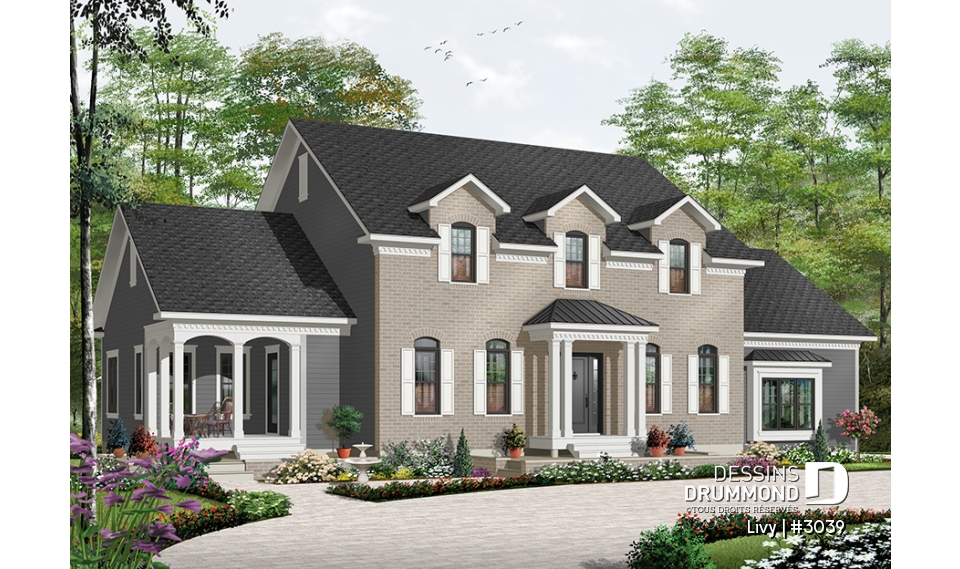 Version couleur no. 4 - Vue avant - Plan de maison bi-génération - Livy