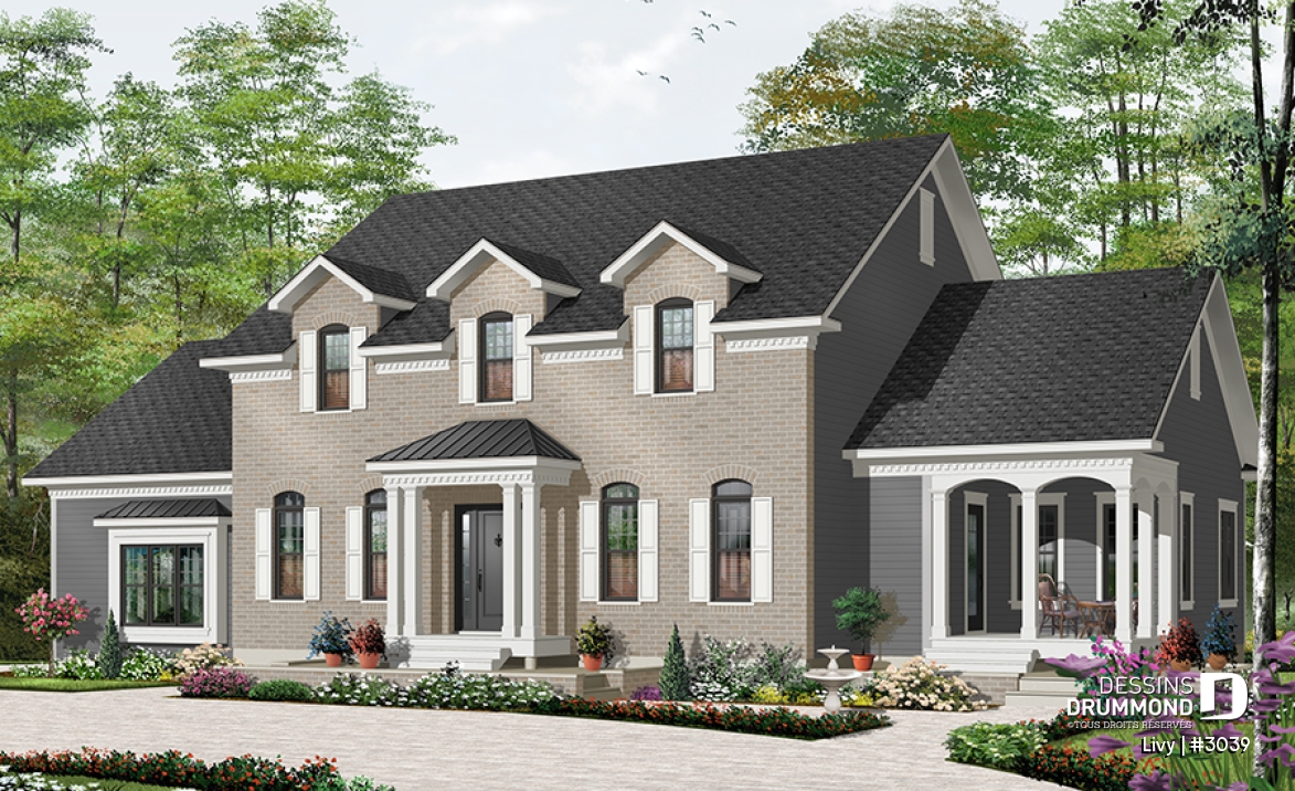 Version couleur no. 4 - Vue avant - Plan de maison bi-génération - Livy