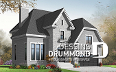Vue avant - MODÈLE DE BASE - Plan de maison 4 chambres, grande buanderie avec chute à linge, grand îlot de cuisine, garage double - La Française 4