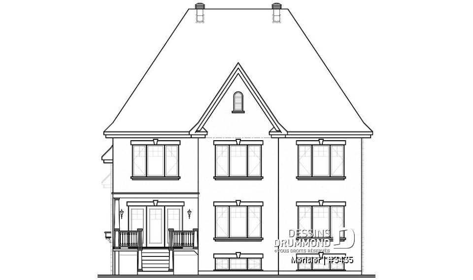 Élévation arrière - Merisier