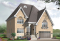 Vue avant - MODÈLE DE BASE - Maison 2 étages à paliers, 4 à 5 chambres, garage double, espace bureau - Merisier