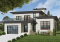 Vue avant - MODÈLE DE BASE - Plan maison moderne 4 chambres, cuisine spacieuse, îlot central, grande salle de séjour, bureau, terrasse - Hauterive
