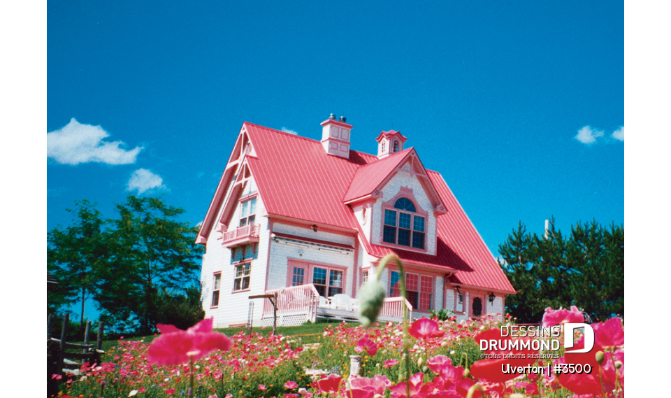 Vue arrière - MODÈLE DE BASE - Maison à étage champêtre rustique, 3 grandes chambres, boudoir en dînette, panoramique - Ulverton