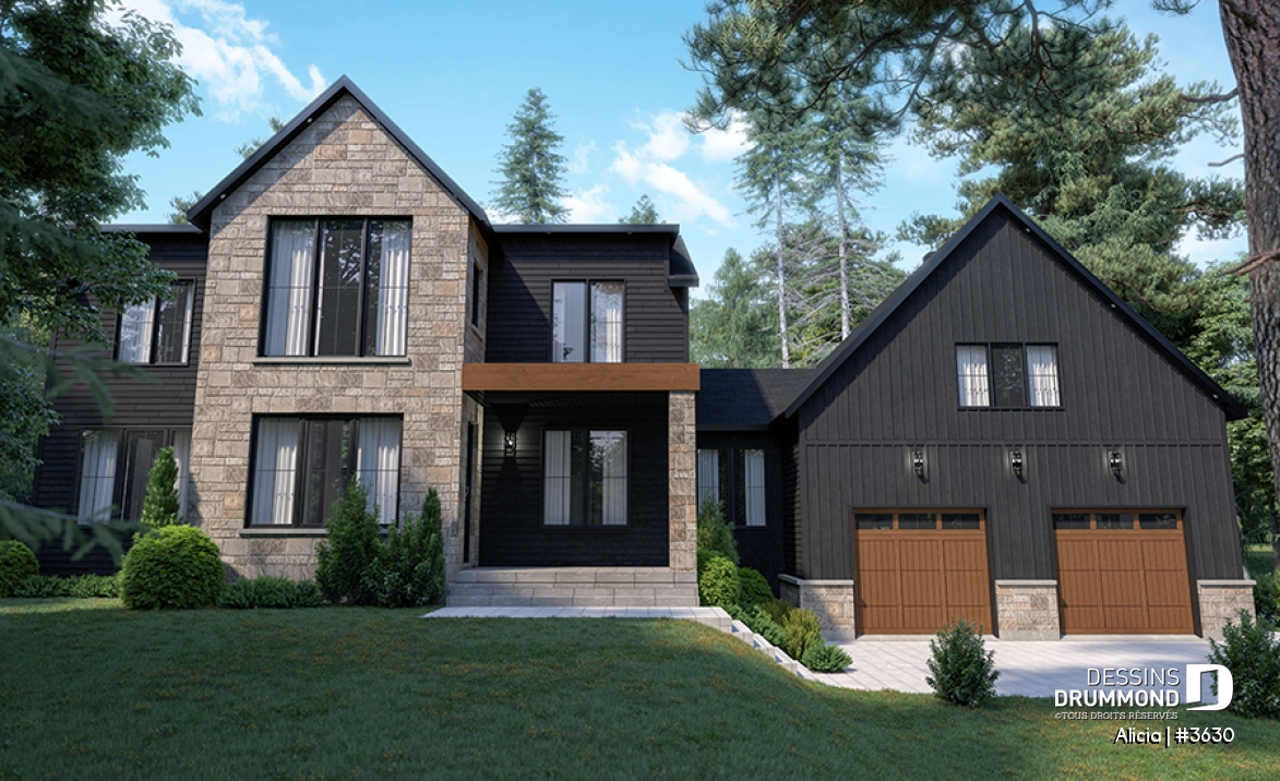 Vue avant - MODÈLE DE BASE - Plan de maison Farmhouse Moderne conçue pour Alicia Moffet, chanteuse canadienne populaire! - Alicia