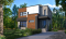 Vue avant - MODÈLE DE BASE - Plan de maison moderne cubique à étage avec 3 chambres, buanderie, garde manger, grand îlot à la cuisine - Lavoisier