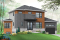 Vue avant - MODÈLE DE BASE - Plan de maison contemporaine avec appartement au sous-sol, 3 chambres au propriétaire, plafond 9', garage - Adèle 2