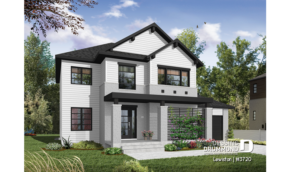 Version couleur no. 3 - Vue avant - Maison familiale à 4 chambres et 3 salles de bain, aire ouverte lumineuse, garage intégré, terrasse arrière - Lewiston