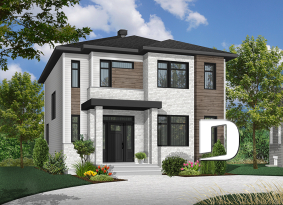 Version couleur no. 3 - Vue avant - Modèle contemporain 3 chambres, plafond 9 pi. au rdc., coin déjeuner, grande salle de bain à l'étage - Captiva