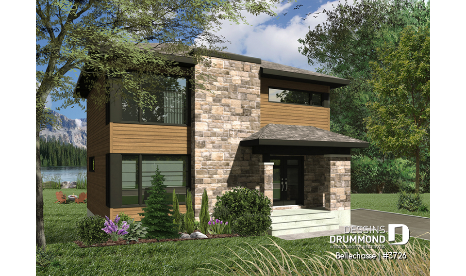 Vue avant - MODÈLE DE BASE - Maison moderne à étage, plancher spacieux, superbe cuisine avec garde-manger et îlot, 3 chambres bon format - Bellechasse