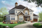 Vue avant - MODÈLE DE BASE - Plan maison Craftsman, poutres bois rustique, 4+ chambres, 4 s. bain, solarium, foyer  - Bainbridge 3