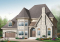 Vue avant - MODÈLE DE BASE - Plan de maison luxueuse, style Manoir avec mezzanine, 4 chambres + espace boni, garage double - Darmot