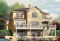 Vue arrière - MODÈLE DE BASE - Plan de maison style espagnol, 4 chambres, 4 salles de bain, 2 foyer, garage double, superbes terrasses - Hacienda