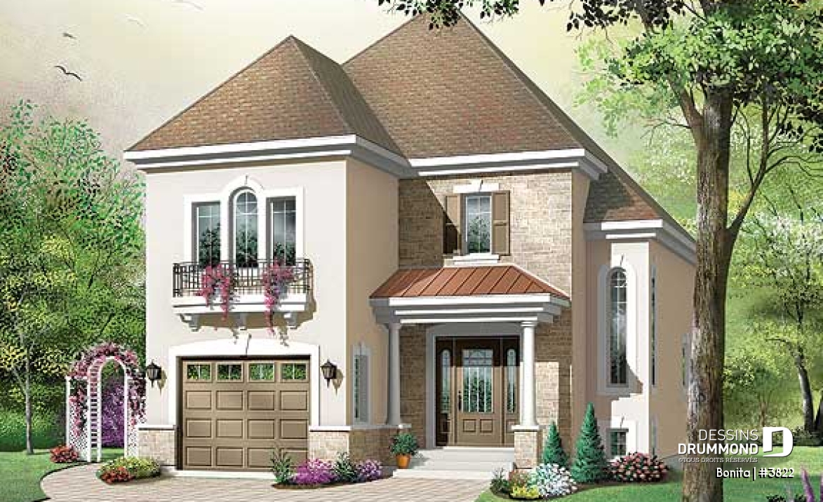 Vue avant - MODÈLE DE BASE - Espace remarquablement ouvert, 3 chambres, plafond cathédrale, garage - Bonita