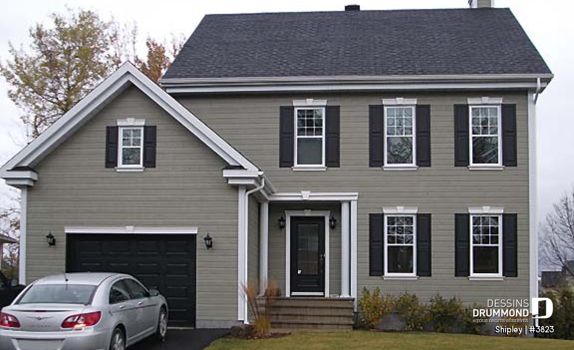 Vue avant - MODÈLE DE BASE - Plan d'un grande maison familiale, 3 chambres, foyer à deux faces, garde-manger, vestibule et plus! - Shipley
