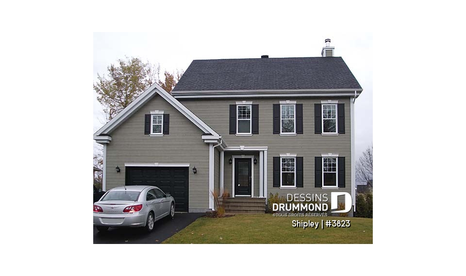 Vue avant - MODÈLE DE BASE - Plan d'un grande maison familiale, 3 chambres, foyer à deux faces, garde-manger, vestibule et plus! - Shipley
