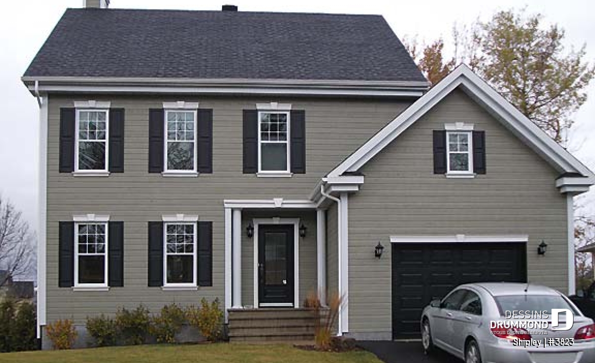 Vue avant - MODÈLE DE BASE - Plan d'un grande maison familiale, 3 chambres, foyer à deux faces, garde-manger, vestibule et plus! - Shipley