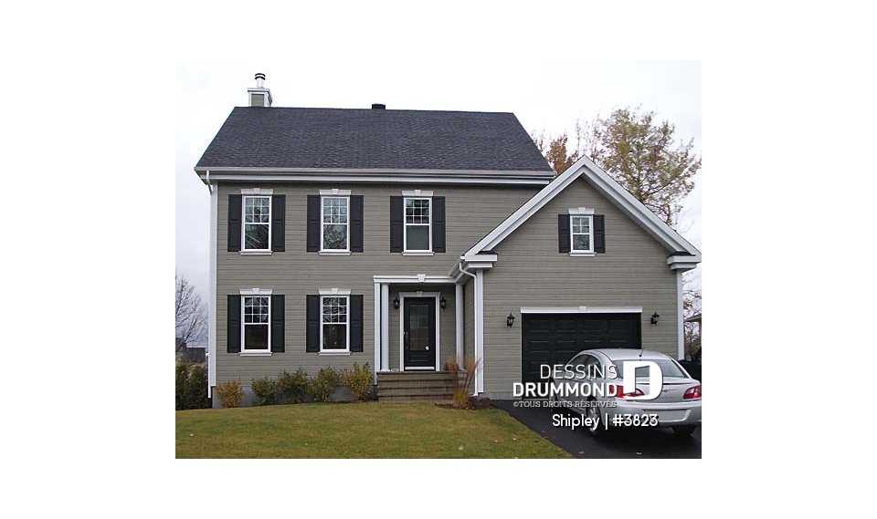 Vue avant - MODÈLE DE BASE - Plan d'un grande maison familiale, 3 chambres, foyer à deux faces, garde-manger, vestibule et plus! - Shipley