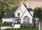 Version couleur no. 1 - Vue avant - Plan de maison style Tudor, 4 grandes chambres, suite des maîtres séparées, garage double - Amiral 3
