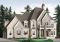 Vue avant - MODÈLE DE BASE - Plan de maison luxueuse, garage double, bureau, 2 salons, foyer sur 4 faces, dînette en solarium - Keira