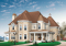 Vue avant - MODÈLE DE BASE - Plan de maison style château garage double, 3 à 4 chambres, bureau, buanderie, coin déjeuner en solarium - Compagnon