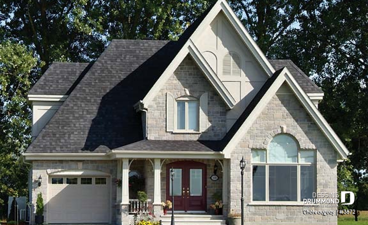 Vue avant - MODÈLE DE BASE - Maison de style manoir pour mobilité réduite avec ascenceur, 3 chambres, garage - Châteauguay