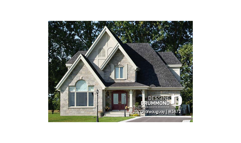 Vue avant - MODÈLE DE BASE - Maison de style manoir pour mobilité réduite avec ascenceur, 3 chambres, garage - Châteauguay