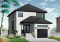 Vue avant - MODÈLE DE BASE - Plan de maison contemporaine 3 chambres et garage, chambre parents avec salle de bain privé, buanderie étage - Amira