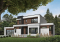 Version couleur no. 1 - Vue avant - Maison cubique moderne, bureau à domicile, garde-manger, aire ouverte, foyer, balcon couvert, garage double - Essex