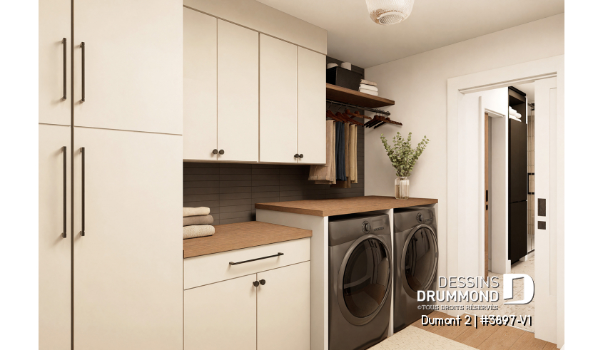 Photo Salle utilitaire / lavage du plan de maison unifamiliale 3897-V1 Photo Salle utilitaire / lavage - Dumont 2