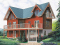Vue avant - MODÈLE DE BASE - Plan de maison pour vue panoramique, chambre parents avec balcon, salon avec cathédrale et foyer - Fancessca