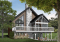 Vue arrière - MODÈLE DE BASE - Plan de chalet rustique, abri moustiquaire, 3 à 4 chambres, mezzanine, grande terrasse - Kaspard 2