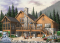 Vue arrière - MODÈLE DE BASE - Plan de chalet rustique, 4, 5 ou 6 chambres, 2 suites des maîtres avec salle de bain privée, rez-de-jardin - Lodge