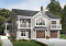 Vue avant - MODÈLE DE BASE - Plan de chalet panoramique avec plancher inversé, garage double, 4 chambres, salle de jeux, foyer - Montalembert