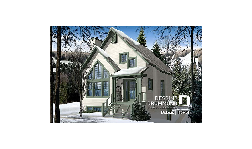 Vue avant - MODÈLE DE BASE - Chalet d'inspiration scandinave, de ski avec vue panoramique, 1 à 3 chambres, mezzanine - Dubois