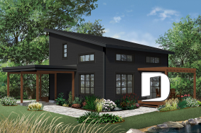 Version couleur no. 2 - Vue arrière - Chalet ou maison moderne, bon prix, espace ouvert, 2 chambres, balcon arrière semi-abrité - NOYO