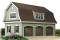 Vue avant - MODÈLE DE BASE - Plan de garage tiple de style fermette avec espace boni aménageable  - Robinson