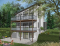 Version couleur no. 2 - Vue arrière - Plan chalet moderne, 2-3 chambres, chambre des parents avec terrasse et foyer, bureau, 2 foyers - Taylor