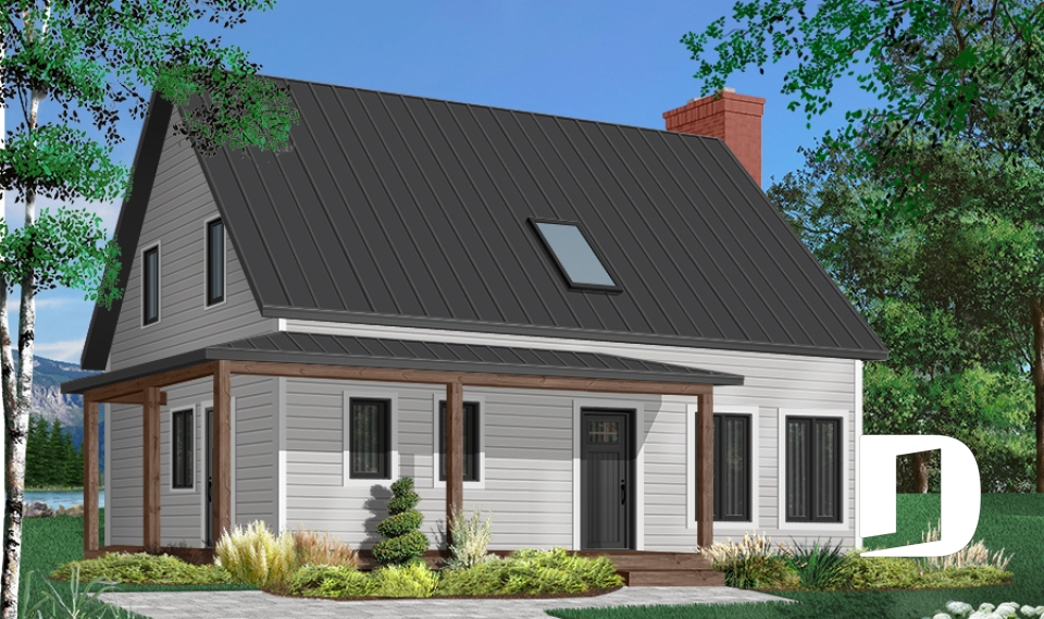 Alternative - Modèle de maison champêtre, 3 chambres, îlot et garde-manger, 2 s. de bain à l'étage, grande galerie abritée - Beauséjour 4