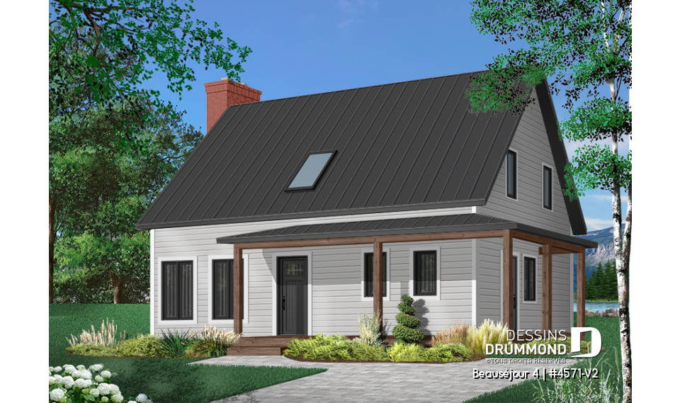 Alternative - Modèle de maison champêtre, 3 chambres, îlot et garde-manger, 2 s. de bain à l'étage, grande galerie abritée - Beauséjour 4