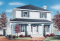 Vue avant - MODÈLE DE BASE - Modèle de maison colonial américain, à étages, aire ouverte, cuisine avec îlot, foyer, 3 chambres - Citatum 2