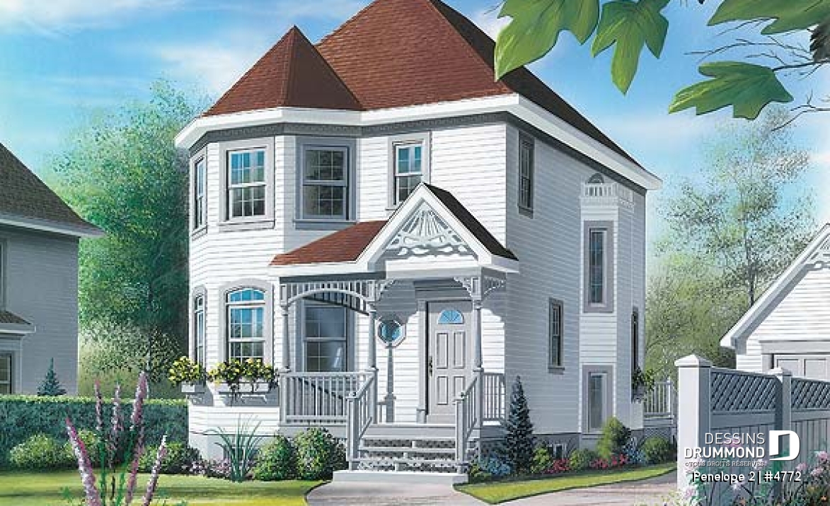Vue avant - MODÈLE DE BASE - Cottage d'inspiration victorienne, 3 chambres avec walk-in, coin déjeuner, espace ouvert - Penelope 2