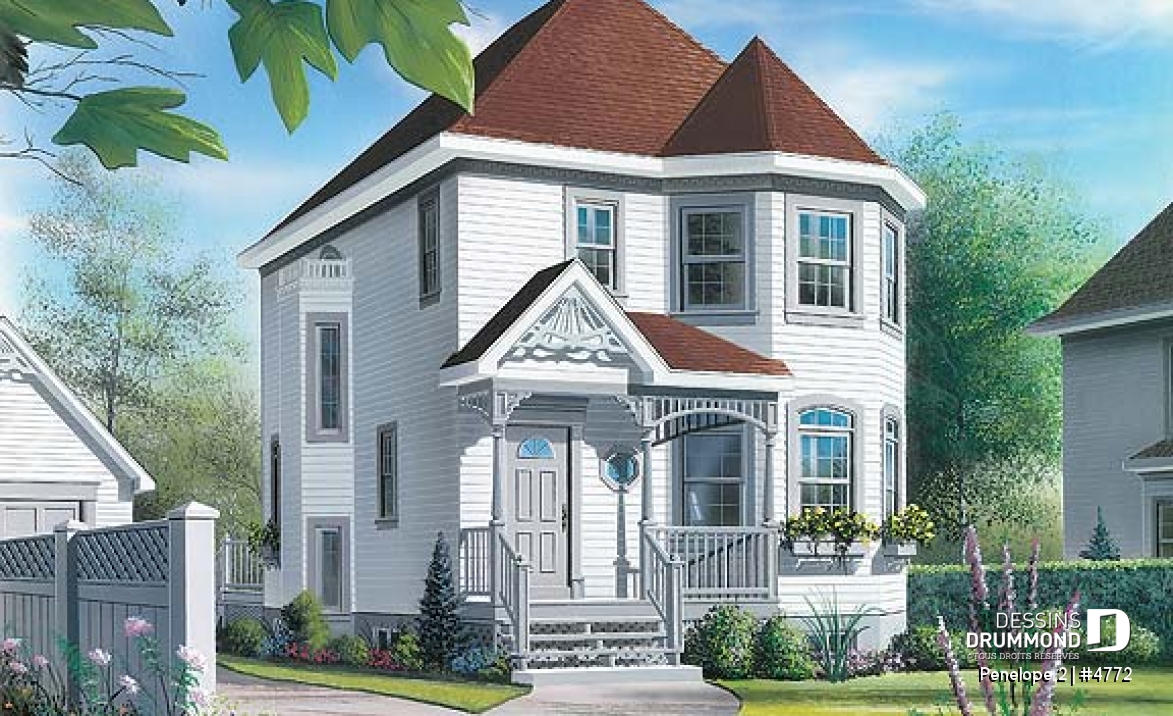 Vue avant - MODÈLE DE BASE - Cottage d'inspiration victorienne, 3 chambres avec walk-in, coin déjeuner, espace ouvert - Penelope 2