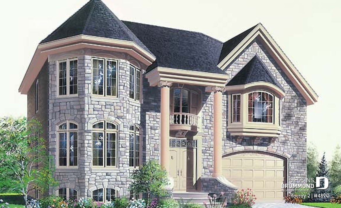 Vue avant - MODÈLE DE BASE - Maison de 4 chambres dont suite des maîtres, coin déjeuner et garage - Rocroy 2