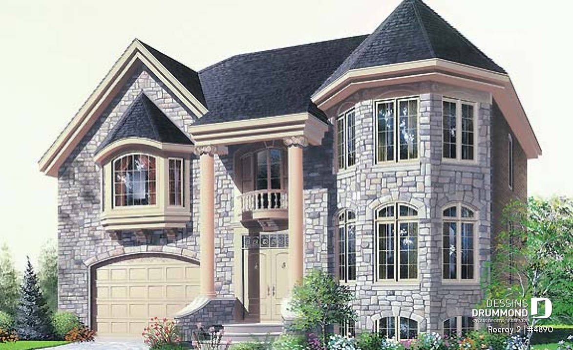 Vue avant - MODÈLE DE BASE - Maison de 4 chambres dont suite des maîtres, coin déjeuner et garage - Rocroy 2