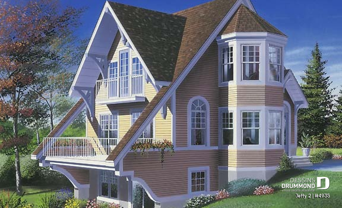 Vue avant - MODÈLE DE BASE - Chalet à aire ouverte avec coin pour spa intérieur et option 1 ou 2 chambres - Jetty 2