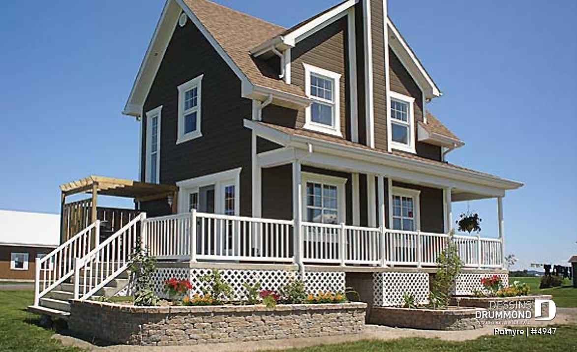 Vue avant - MODÈLE DE BASE - Cottage original de 3 chambres avec balcon privé à la chambre des parents, aire ouverte au rez-de-chaussée - Palmyre