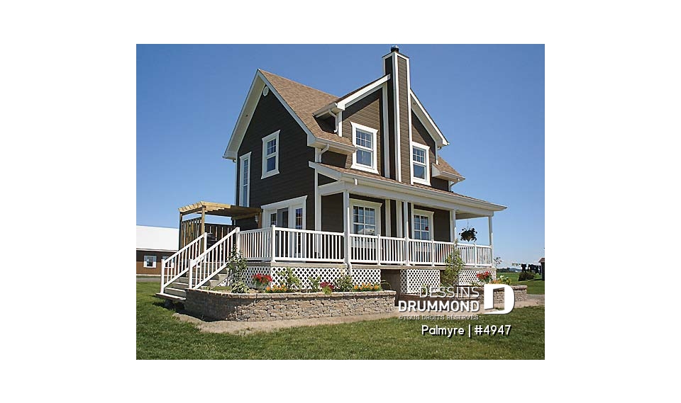 Vue avant - MODÈLE DE BASE - Cottage original de 3 chambres avec balcon privé à la chambre des parents, aire ouverte au rez-de-chaussée - Palmyre