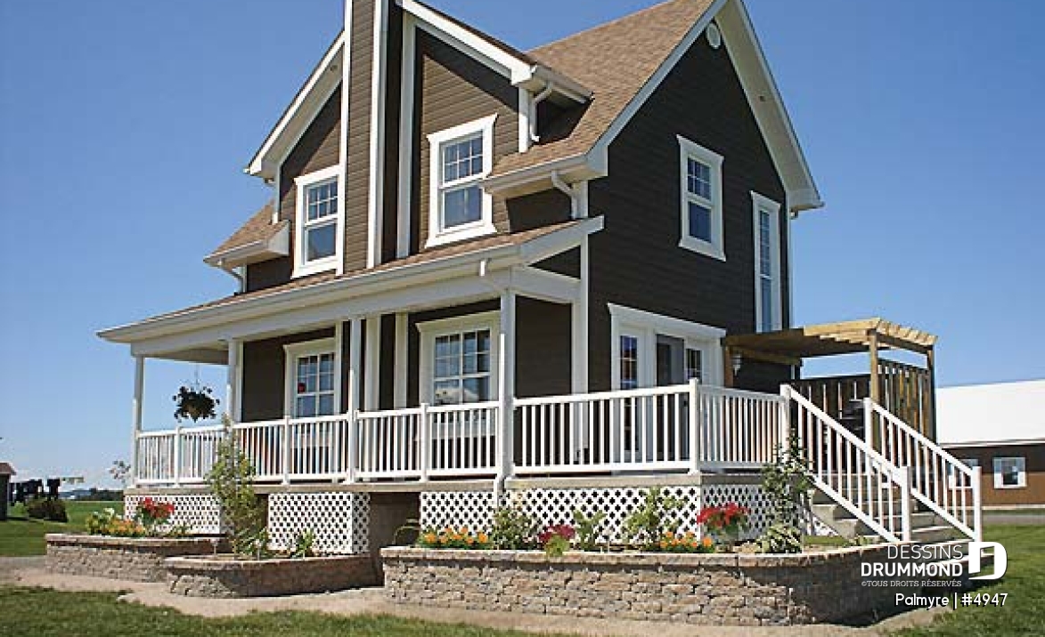 Vue avant - MODÈLE DE BASE - Cottage original de 3 chambres avec balcon privé à la chambre des parents, aire ouverte au rez-de-chaussée - Palmyre